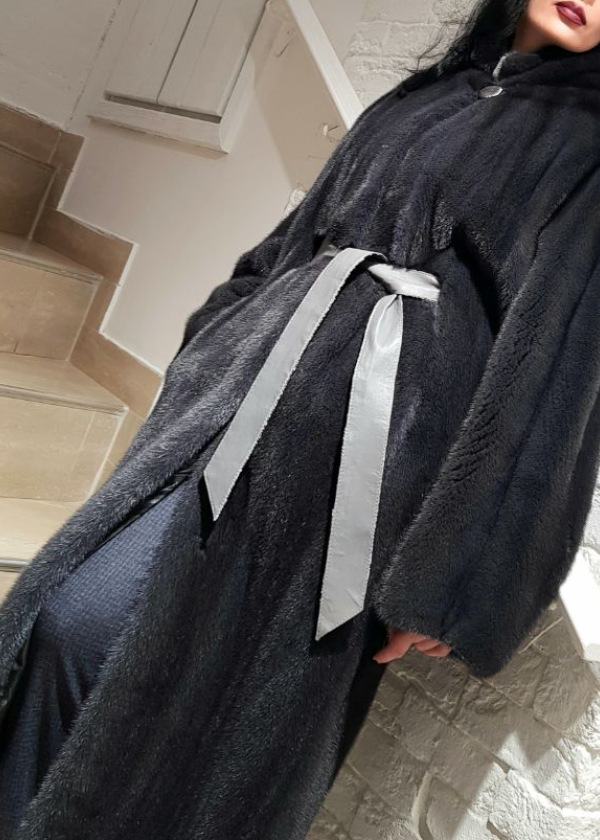 Шуба из норки, V-2/12345, grey-S