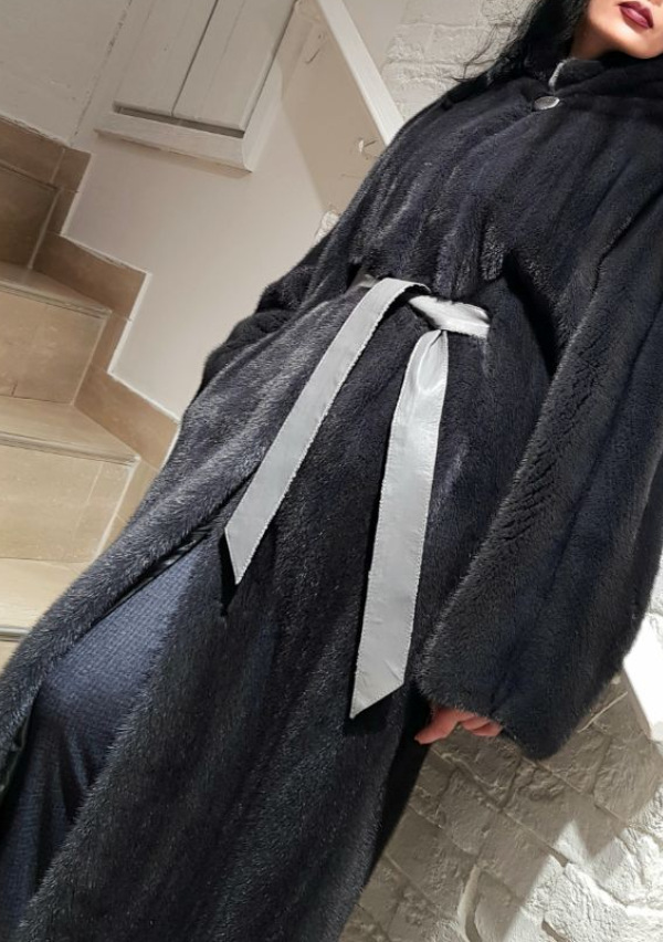 Шуба из норки, V-2/12345, grey-S