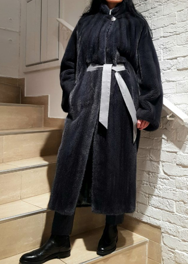 Шуба из норки, V-2/12345, grey-S