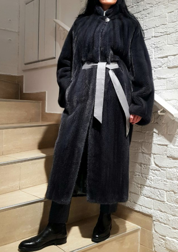 Шуба из норки, V-2/12345, grey-S