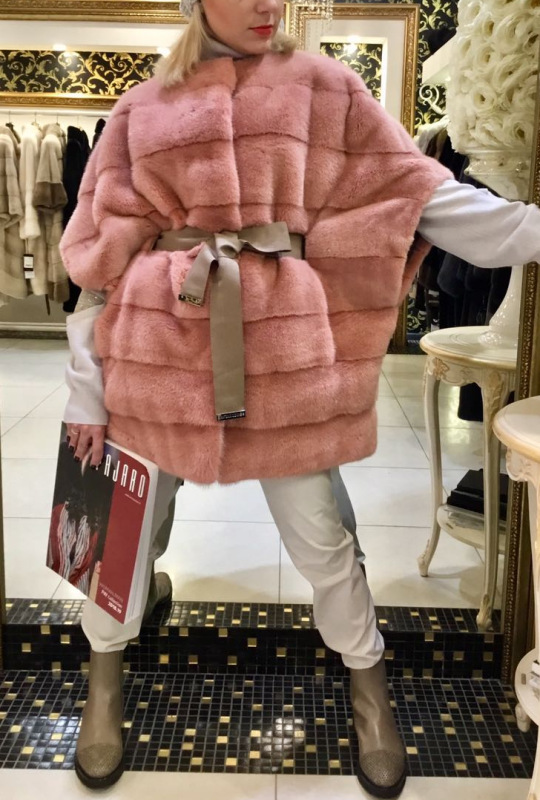Жилет из норки, 78476, rosa/пудра