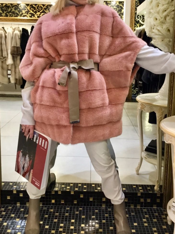 Жилет из норки, 78476, rosa/пудра
