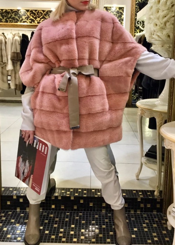 Жилет из норки, 78476, rosa/пудра