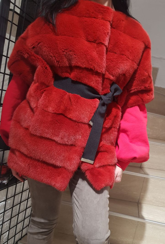 Жилет из норки, 78476, rosso/красный