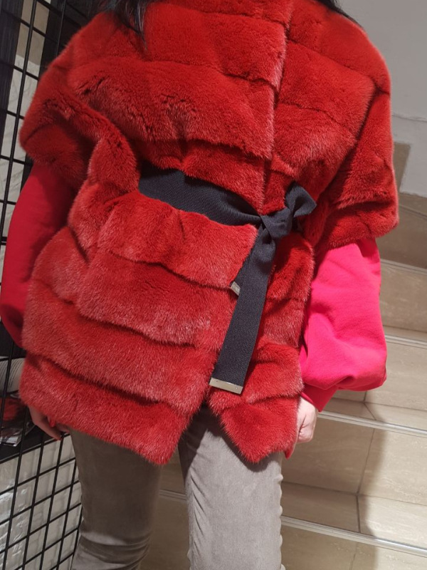 Жилет из норки, 78476, rosso/красный