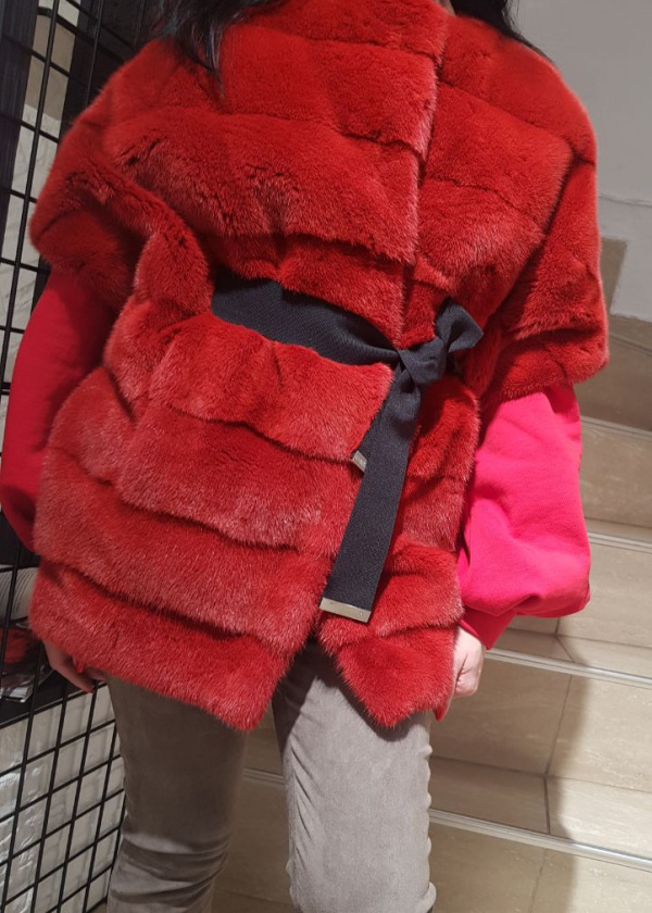 Жилет из норки, 78476, rosso/красный