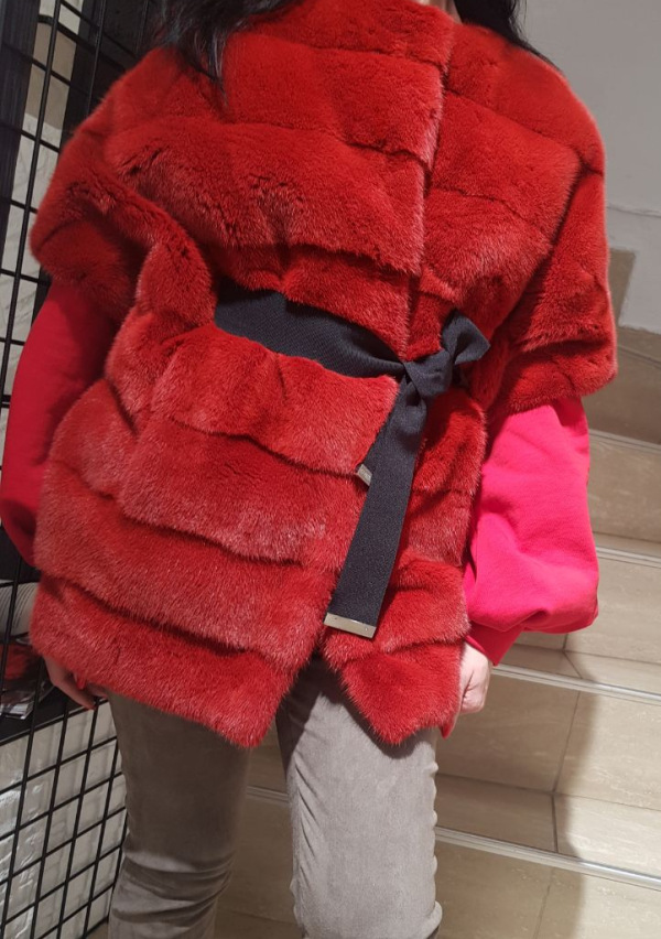 Жилет из норки, 78476, rosso/красный