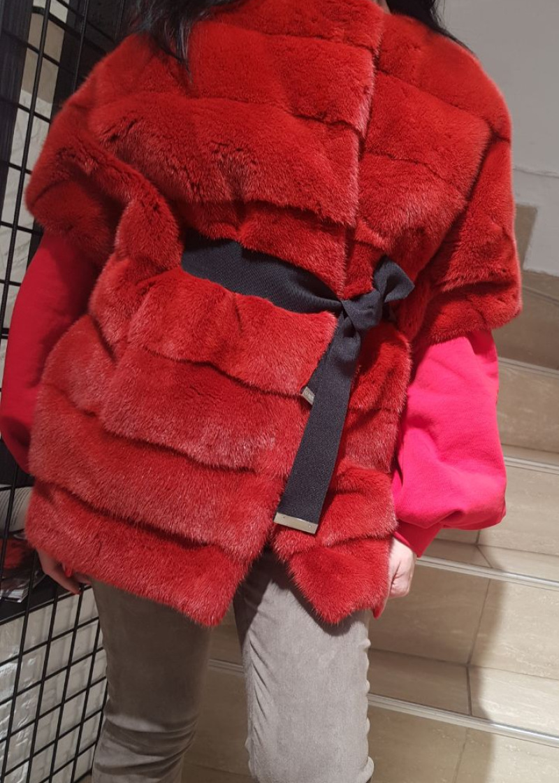 Жилет из норки, 78476, rosso/красный