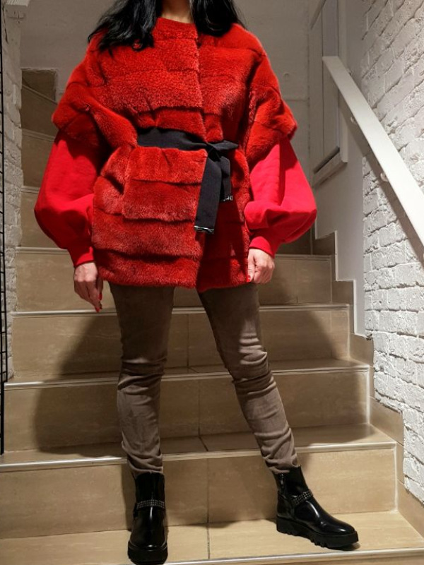 Жилет из норки, 78476, rosso/красный