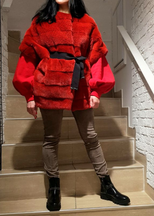 Жилет из норки, 78476, rosso/красный