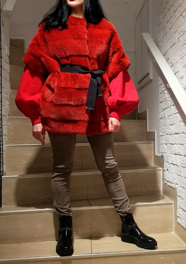 Жилет из норки, 78476, rosso/красный