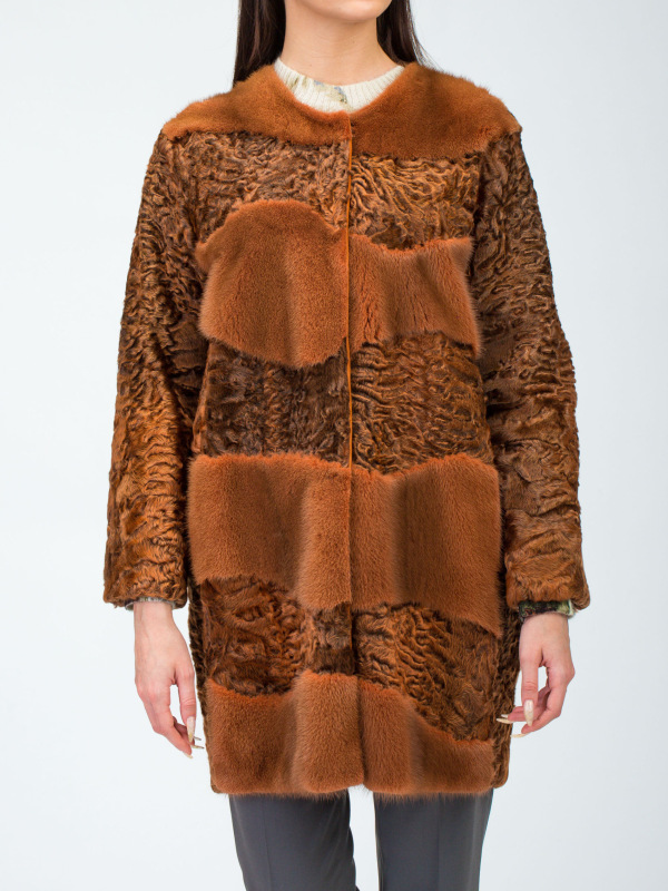 Шуба из свакары, 15M249, рыжий