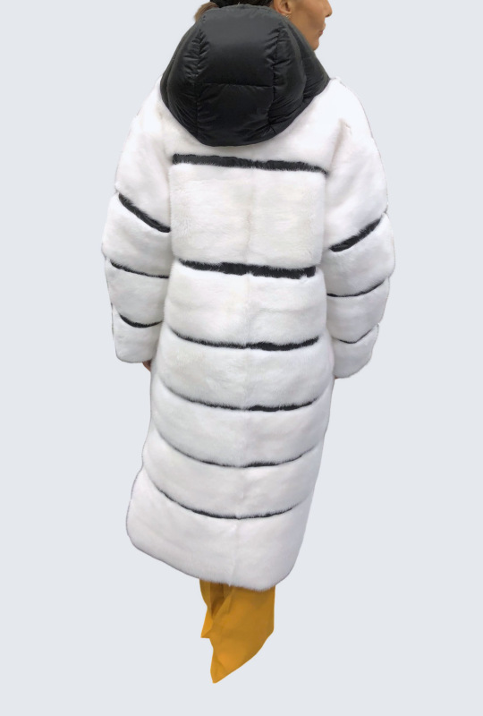 Шуба из норки, 18FG202, белый черный