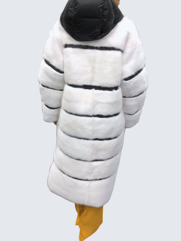 Шуба из норки, 18FG202, белый черный