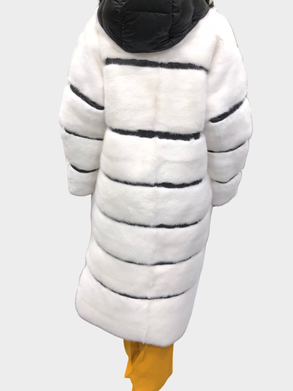Шуба из норки, 18FG202, белый черный