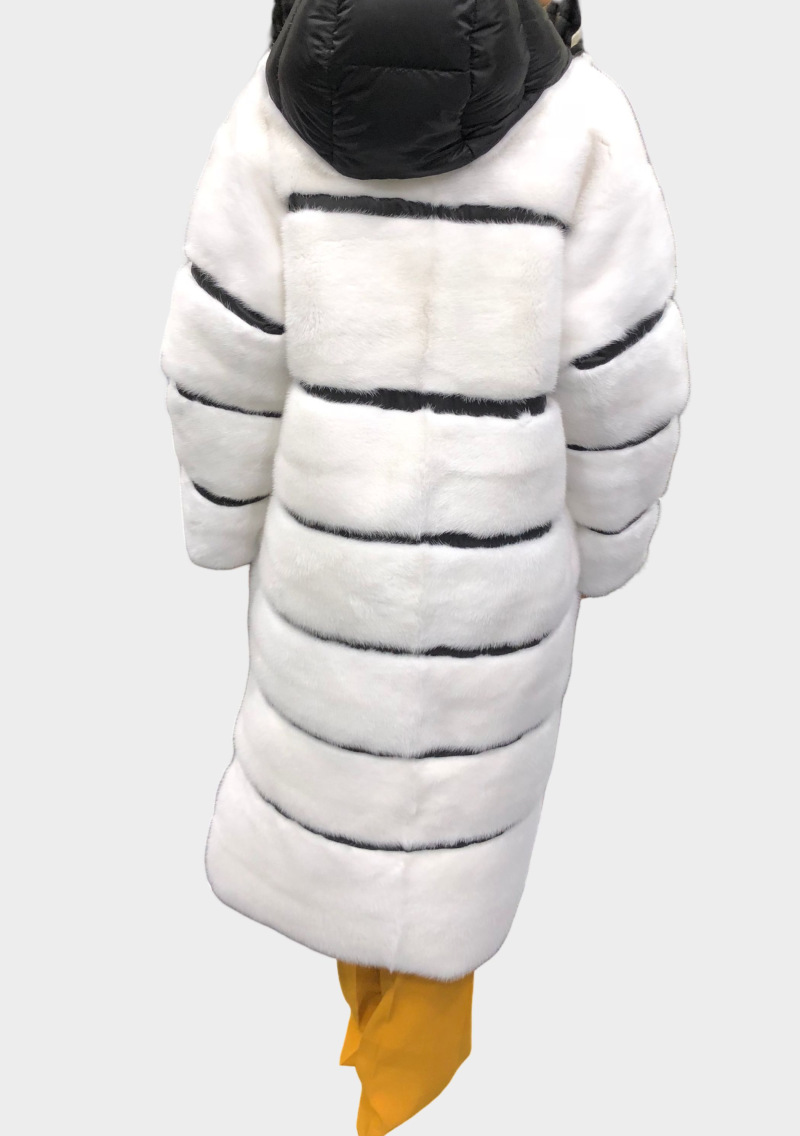 Шуба из норки, 18FG202, белый черный