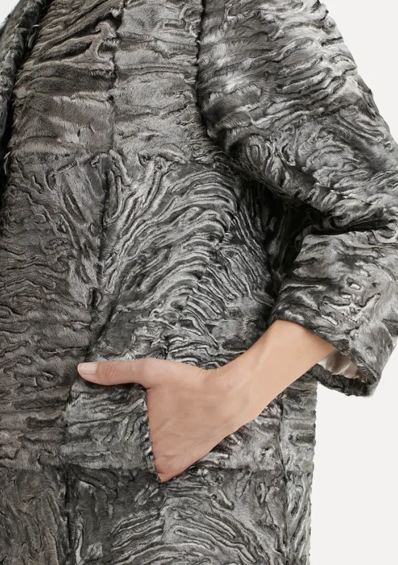 Шуба из свакары, 17FG76, серебряный