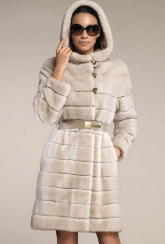 Шуба из норки, Mentha 87213, natural beige