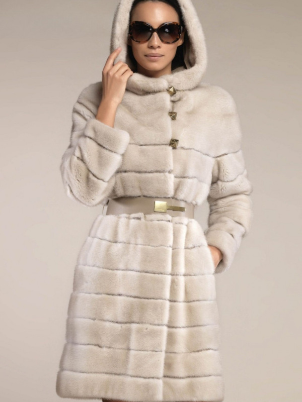 Шуба из норки, Mentha 87213, natural beige