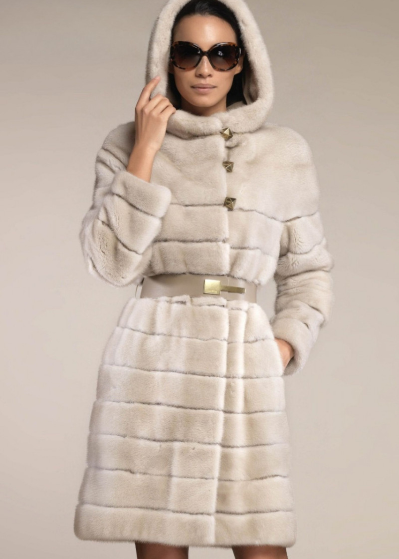 Шуба из норки, Mentha 87213, natural beige