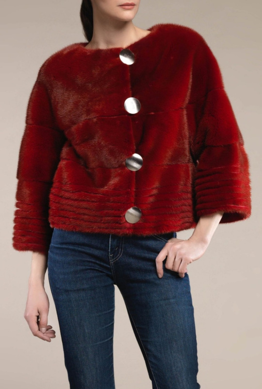 Шуба из норки, Ker 85460, rubis/красный