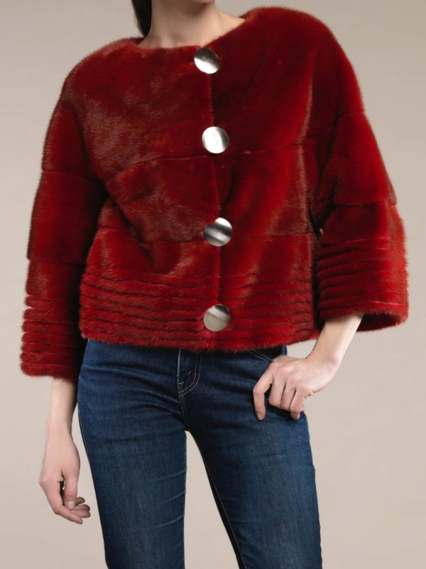 Шуба из норки, Ker 85460, rubis/красный