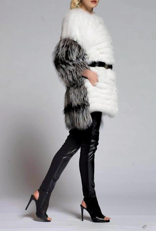 Шуба из лисы, Infy 93474, bianco naurale