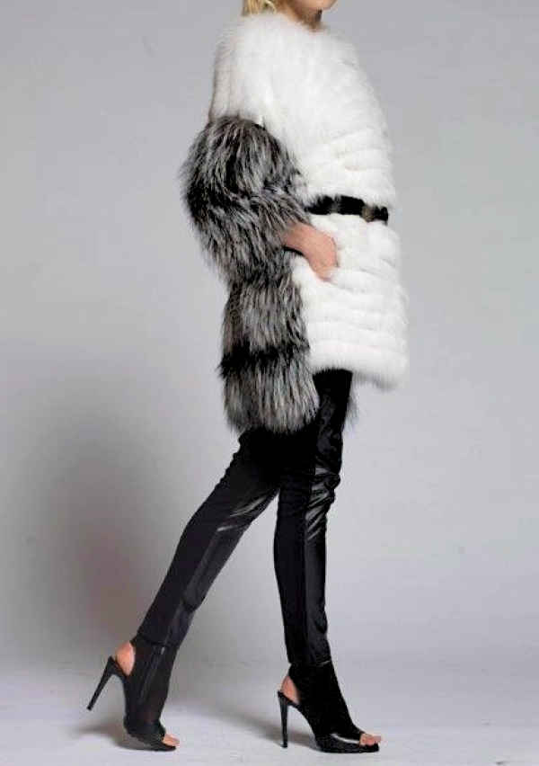 Шуба из лисы, Infy 93474, bianco naurale