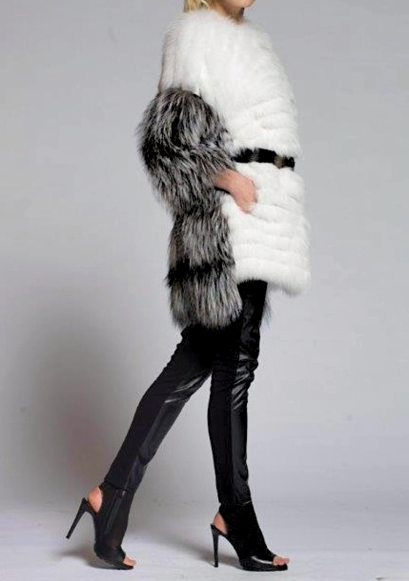 Шуба из лисы, Infy 93474, bianco naurale