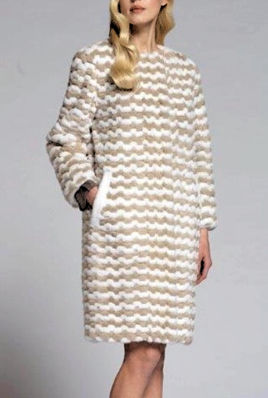 Шуба из норки, Soraya 93668, bianco nat beige/бел-беж