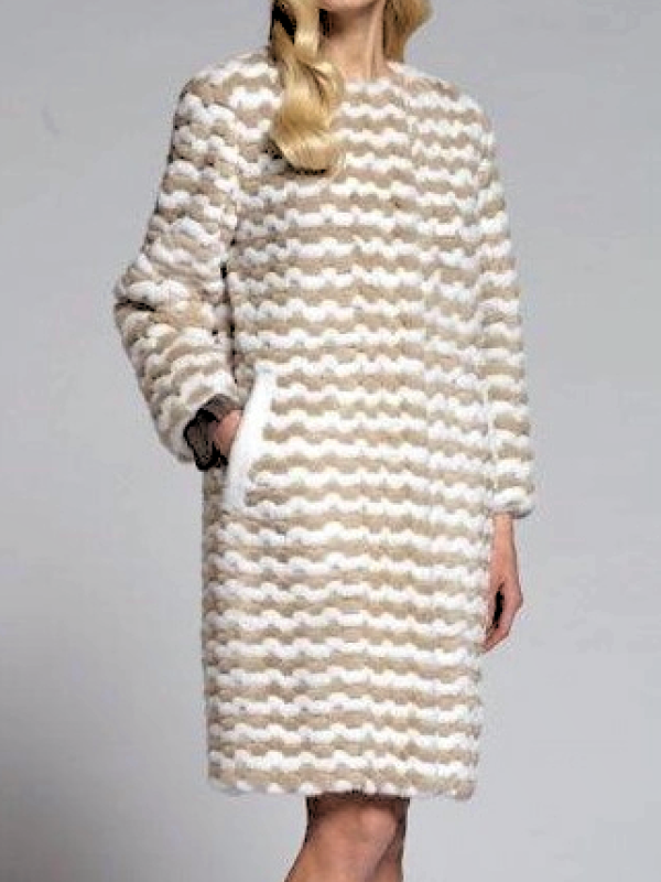 Шуба из норки, Soraya 93668, bianco nat beige/бел-беж