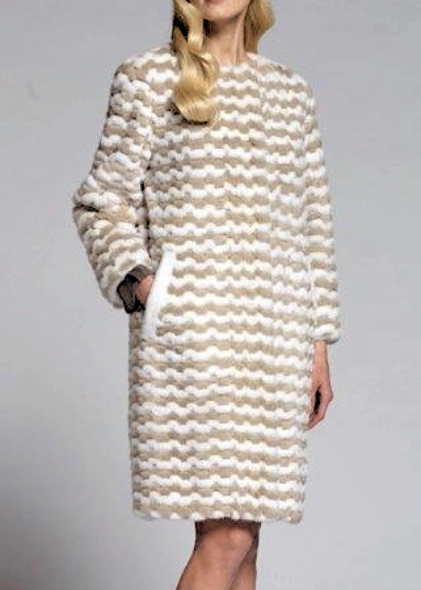 Шуба из норки, Soraya 93668, bianco nat beige/бел-беж