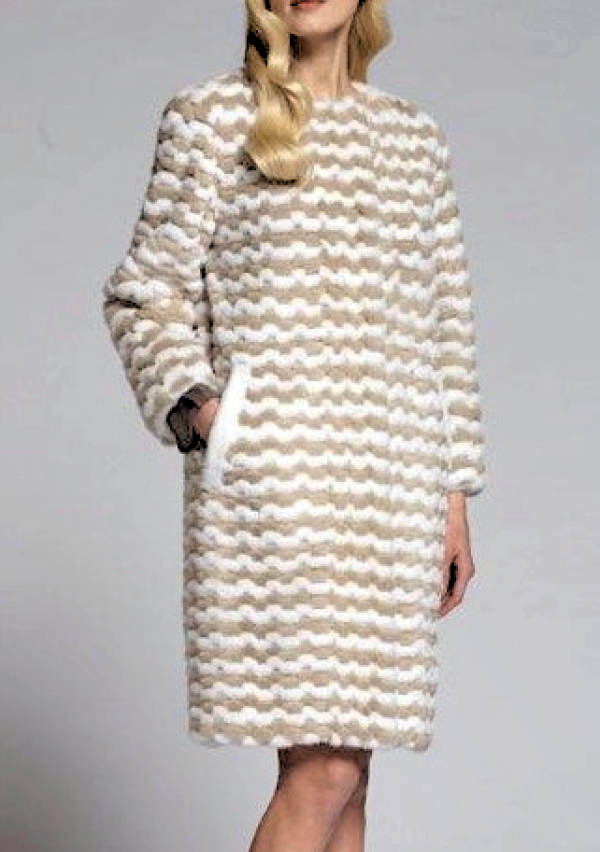 Шуба из норки, Soraya 93668, bianco nat beige/бел-беж