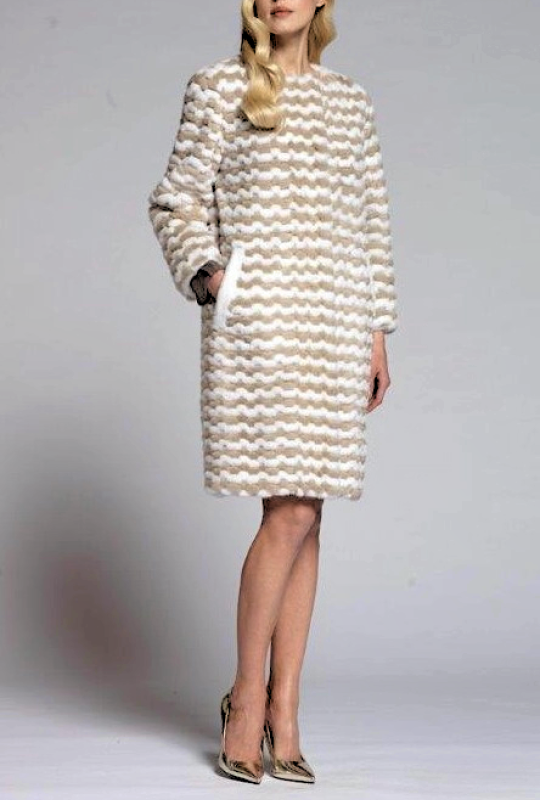 Шуба из норки, Soraya 93668, bianco nat beige/бел-беж