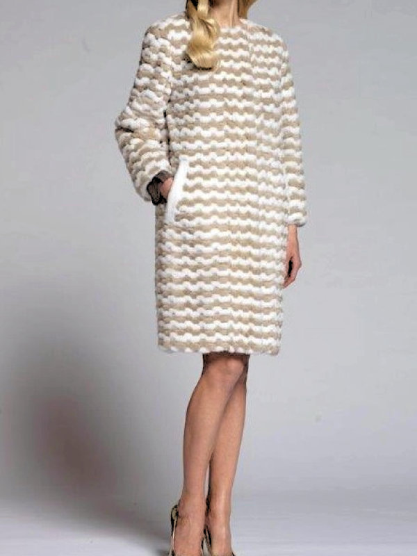 Шуба из норки, Soraya 93668, bianco nat beige/бел-беж