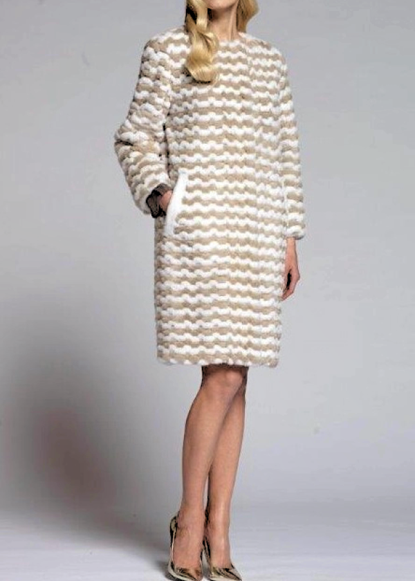Шуба из норки, Soraya 93668, bianco nat beige/бел-беж