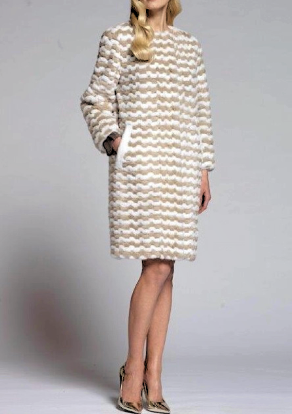 Шуба из норки, Soraya 93668, bianco nat beige/бел-беж
