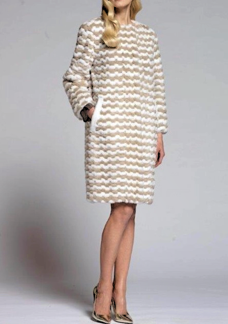 Шуба из норки, Soraya 93668, bianco nat beige/бел-беж