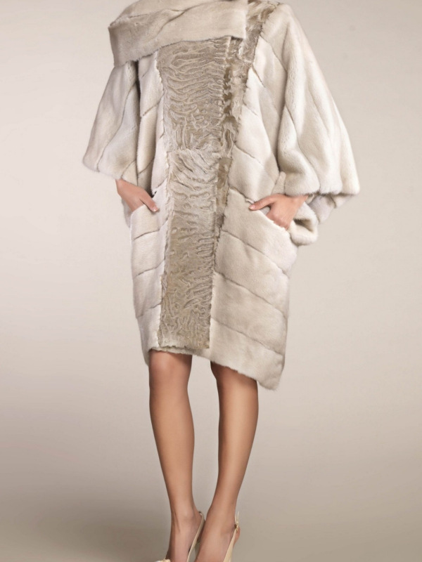 Шуба из свакары, Bairo 90593, natural beige