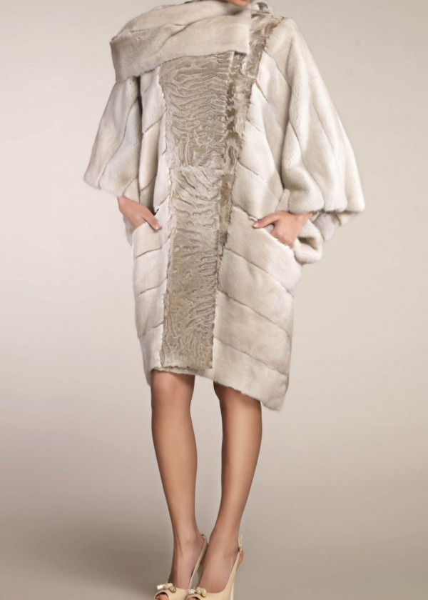 Шуба из свакары, Bairo 90593, natural beige