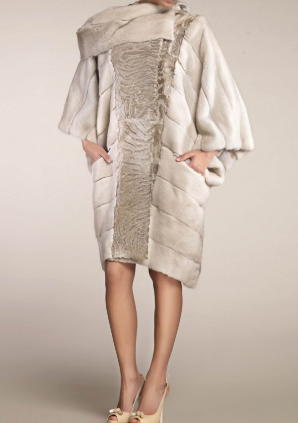 Шуба из свакары, Bairo 90593, natural beige