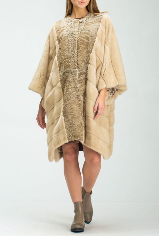 Шуба из свакары, Bairo 90593, natural beige