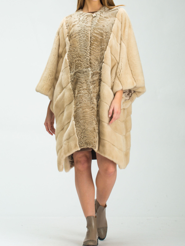Шуба из свакары, Bairo 90593, natural beige
