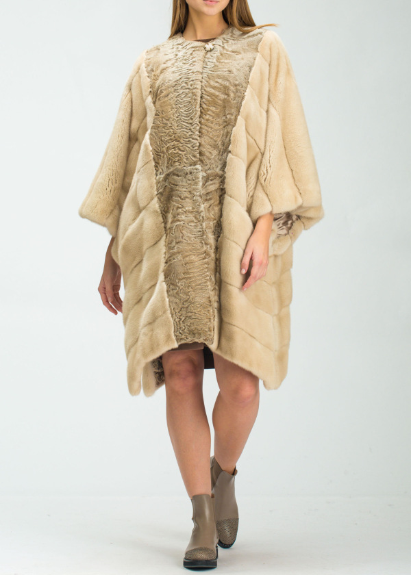 Шуба из свакары, Bairo 90593, natural beige