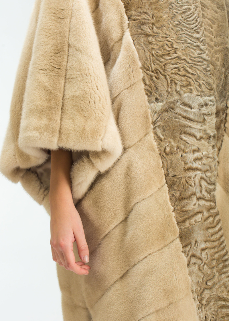 Шуба из свакары, Bairo 90593, natural beige