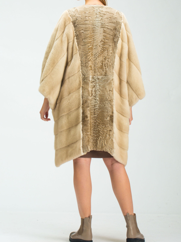 Шуба из свакары, Bairo 90593, natural beige
