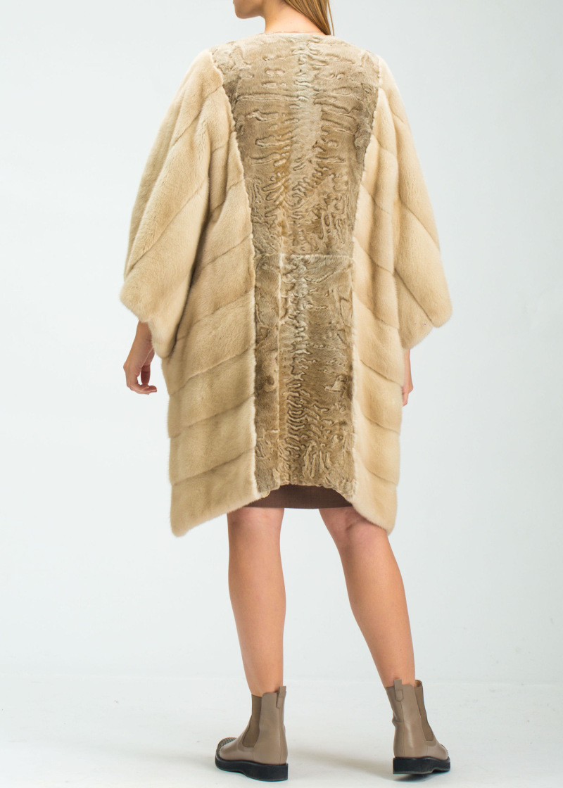 Шуба из свакары, Bairo 90593, natural beige