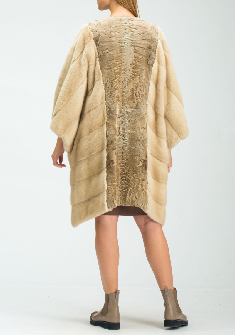 Шуба из свакары, Bairo 90593, natural beige