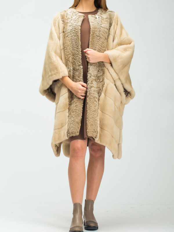 Шуба из свакары, Bairo 90593, natural beige