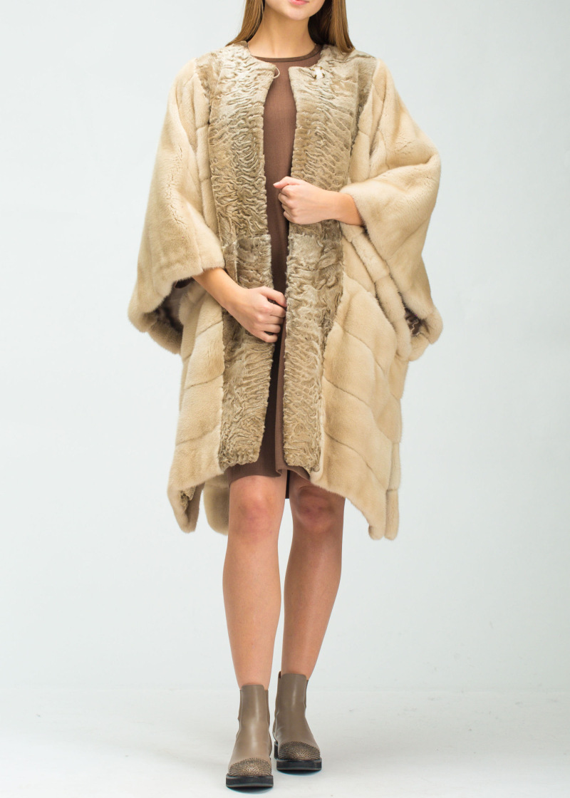 Шуба из свакары, Bairo 90593, natural beige